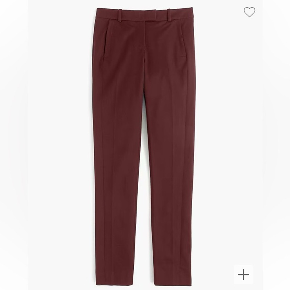 J. Crew Women's Maddie Two Way Stretch Cotton Ankle Pants Maroon Size 8T NWT